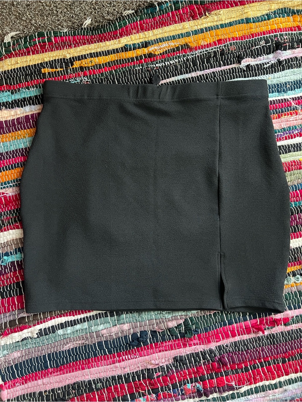 Everyday Black Mini Skirt with Subtle Front Slit